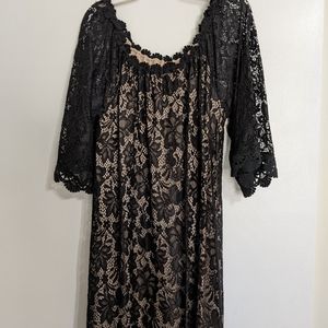 Off the shoulder black lace dress